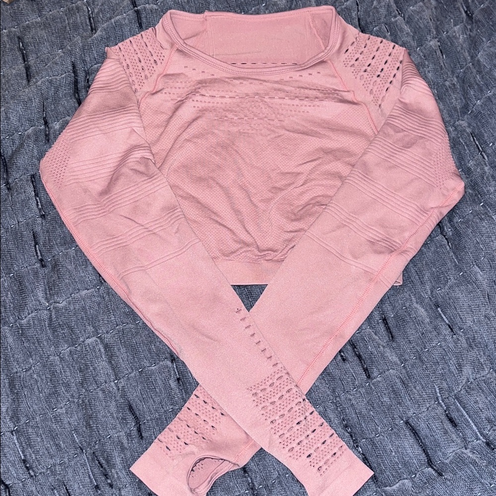 Pink Long Sleeve Cropped Top